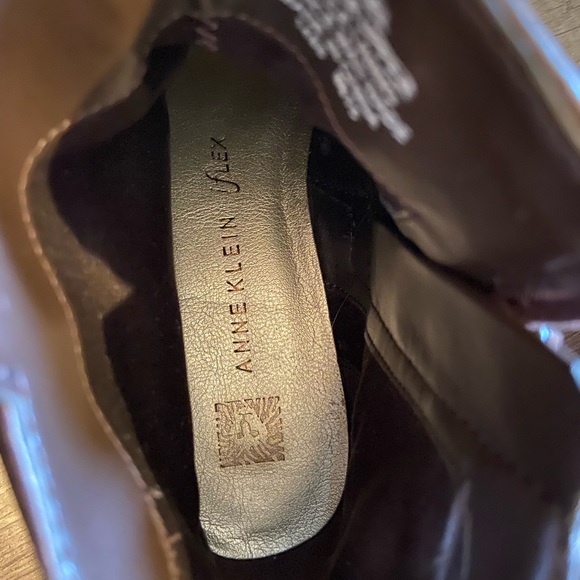 Anne Klein AkKabel Ankle Boots Womens 5.5 Brown Leather Side Zip Low Heel (K) - Picture 5 of 10